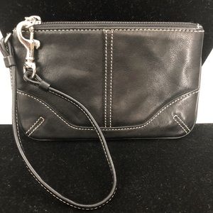 COACH Small Black Leather Wristlet Wallet